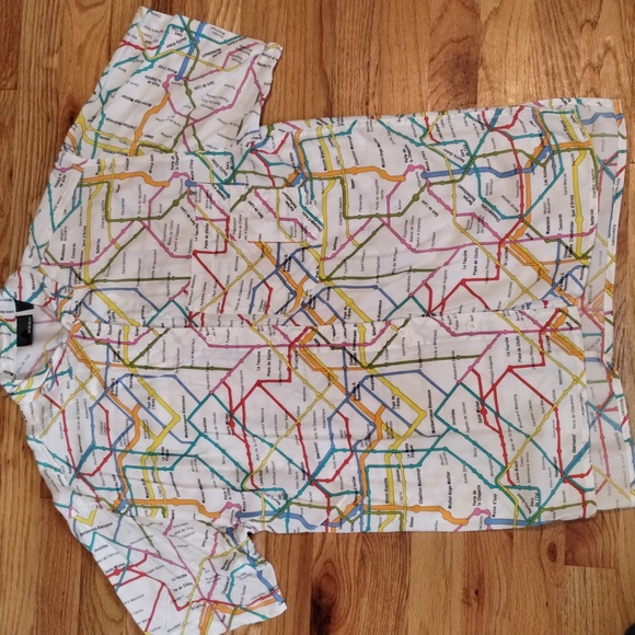 Vintage 90s Lizwear Paris Metro Map Shirt - Picture 2 of 8
